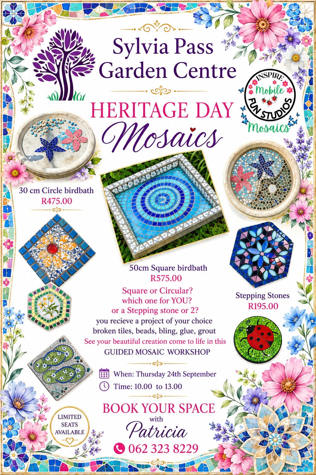 Heritage Day Bird Bath Mosiacs